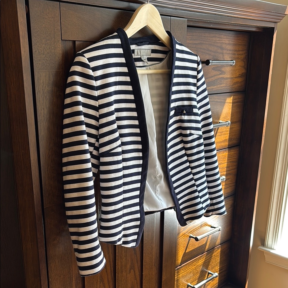 Striped Navy and White Women's Jacket